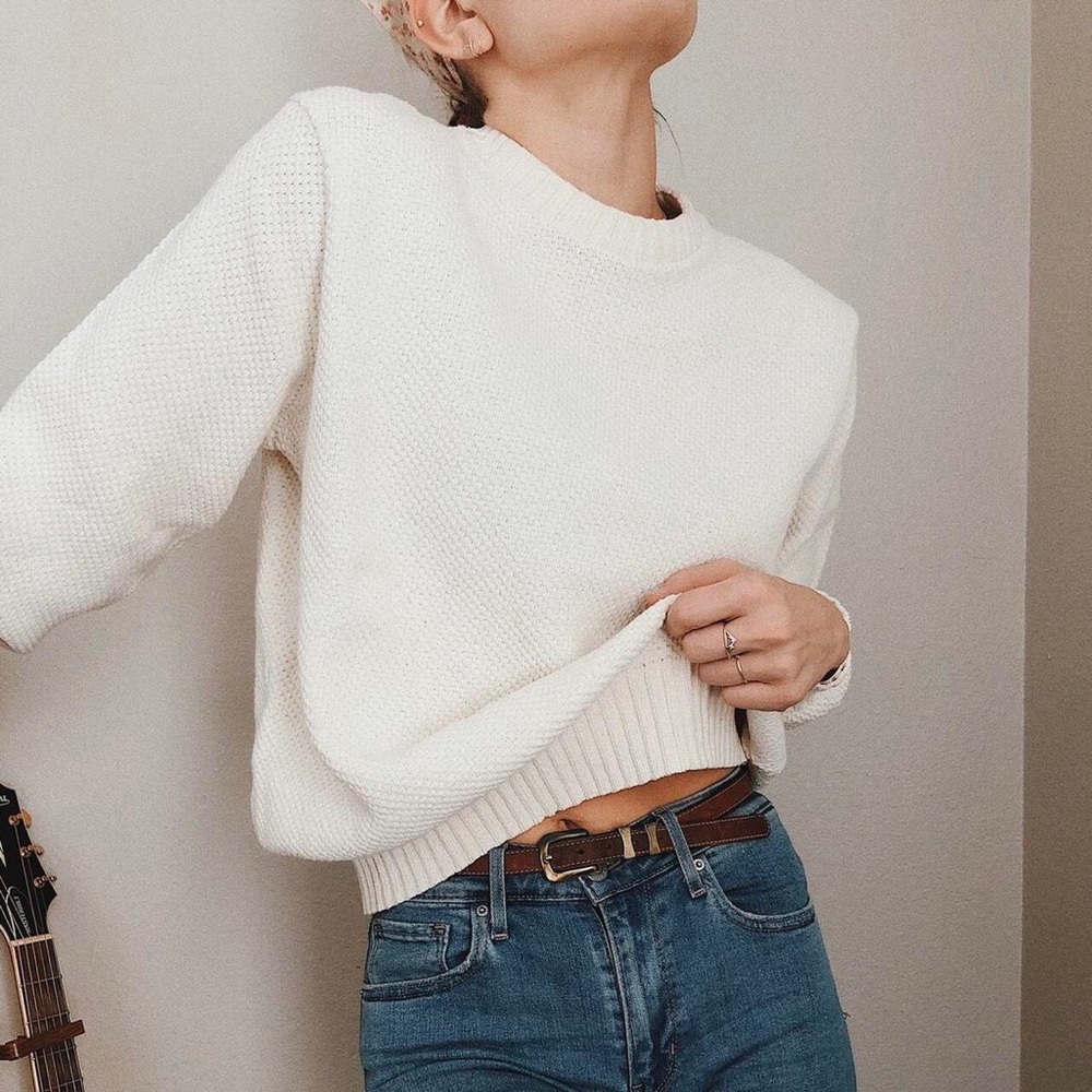 Vintage Chunky Knit Sweater in White